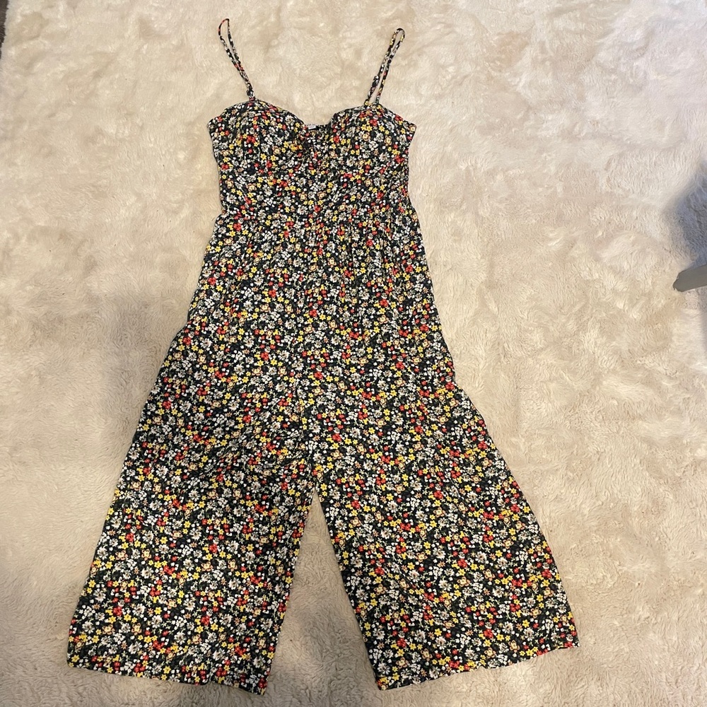 AUW Floral Print Spaghetti Strap Romper